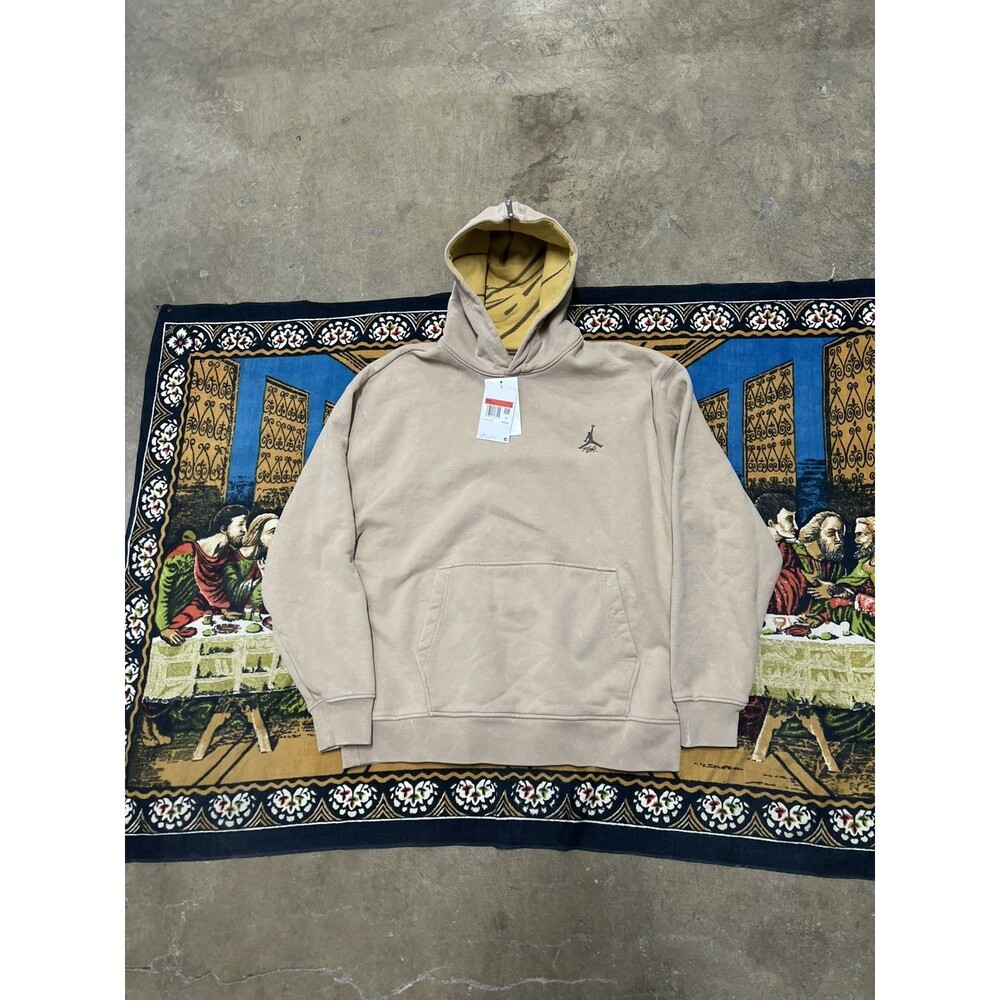 Nike Jordan Flight Heritage Hoodie Desert/Gold DV7561-277 Men Pullover Sz L NWT